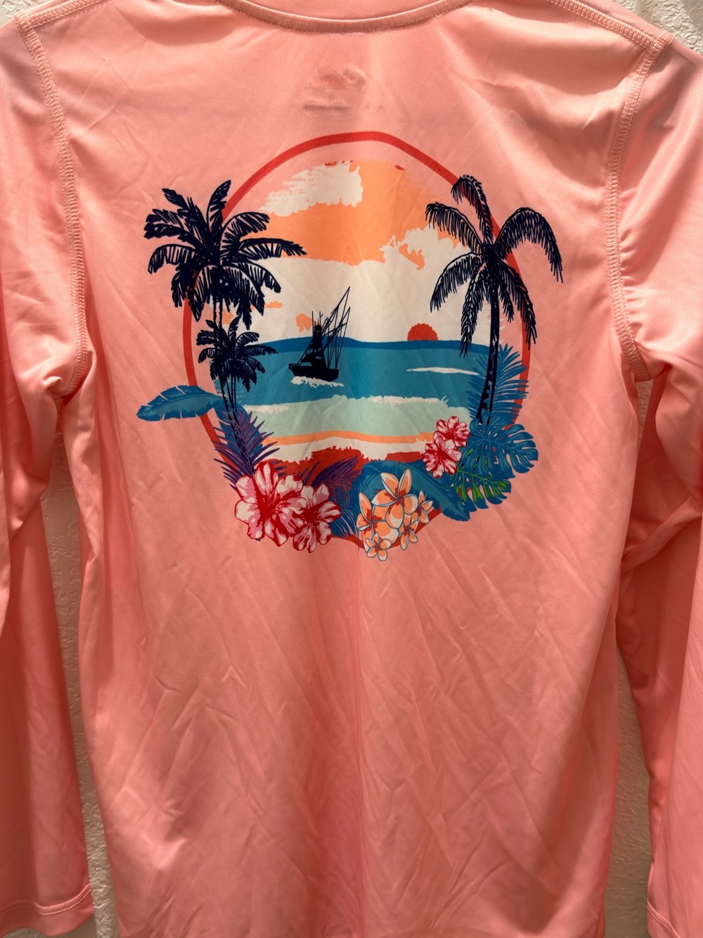 Tropical Sunset Long Sleeve Rash Guard - Peach